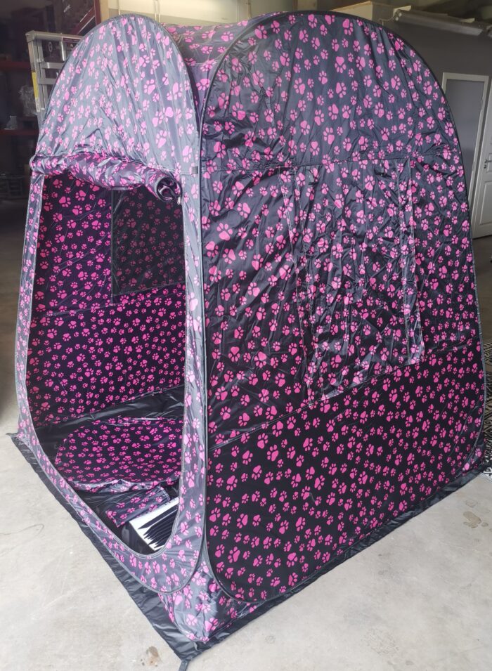 POP-UP Teltta (1,70m*1,70m*1,90m), Musta pohja, Pinkit tassut - Image 3