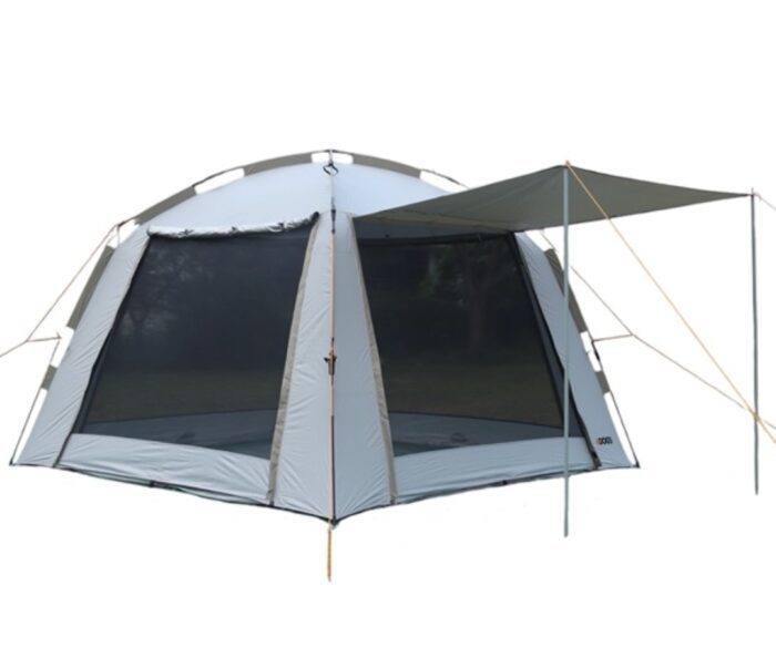 4-ovinen näyttelyteltta 3m x 3m, Khaki-Harmaa - Image 4