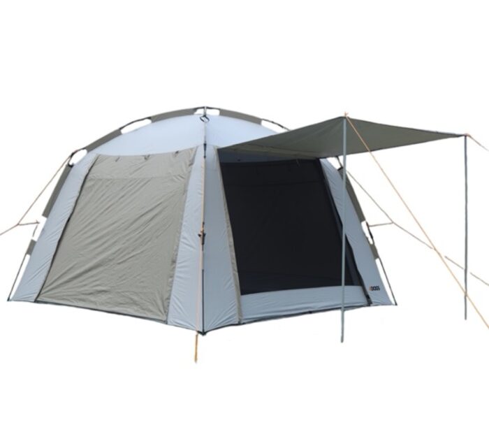 4-ovinen näyttelyteltta 3m x 3m, Khaki-Harmaa - Image 3