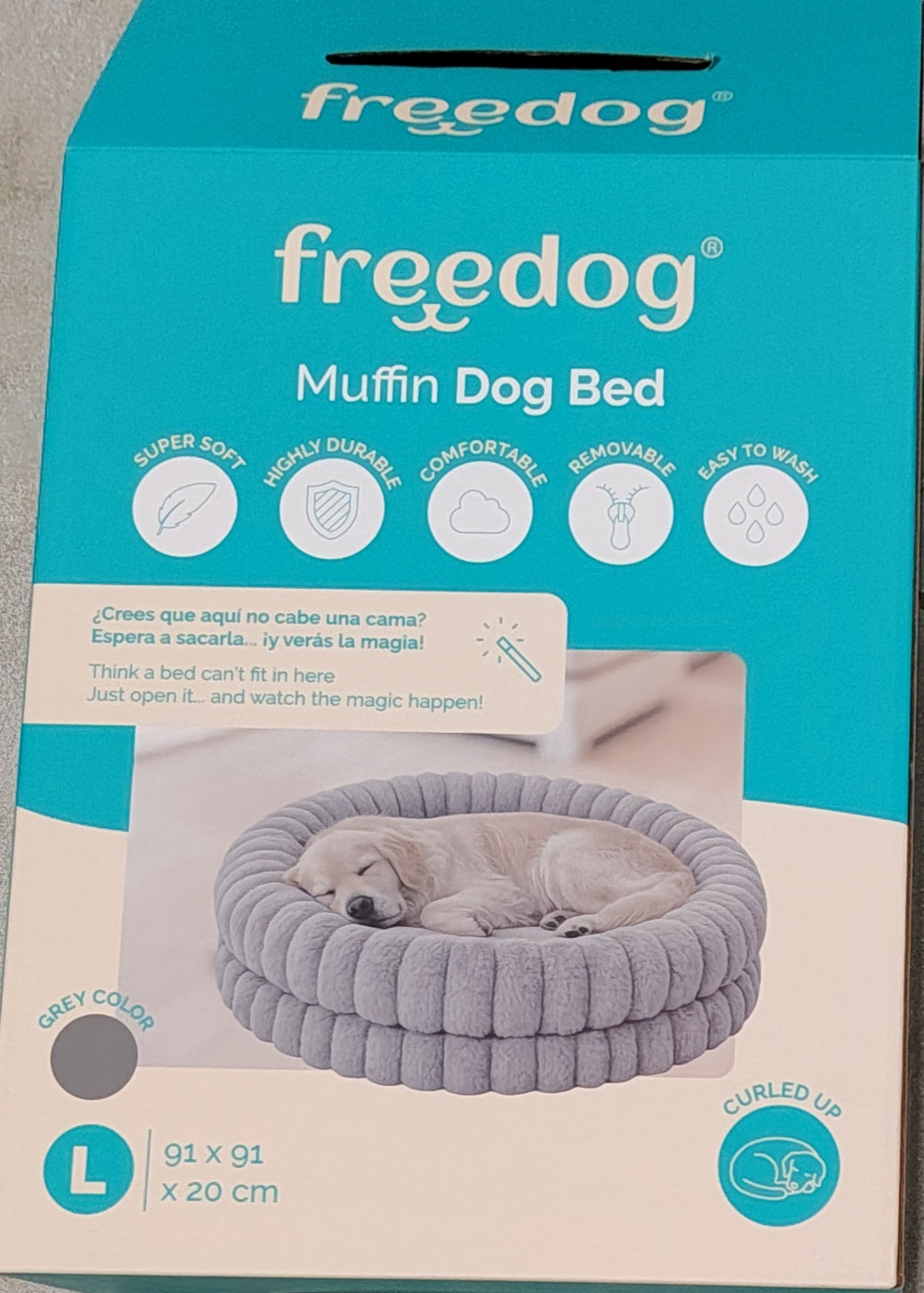 FREEDOG, Pyöreä lemmikkipeti, L-koko (91cm*91cm*20cm), Beige - Image 4